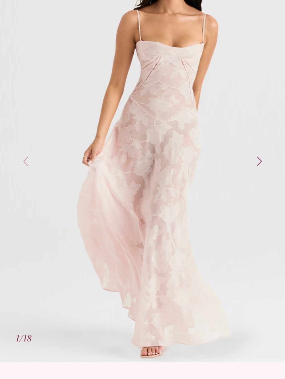 House of CB Pale Pink Lace Slip Maxi Dress Seren